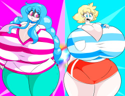 theycallhimcake:  flyxthunder:  yeep other fanart of cassie now this time clothes and colors swapping of antonella and cassie heh  Oh wow, this actually worked out wonderfully… both of em look great with swapped colors! Cassie with blue hair…. *new