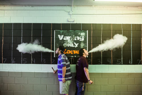 Shawn Anderson, left and Terry Brown showcased plumes of vapor at Colossal Clouds, another vape shop