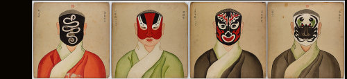 orientallyyours:Mask Designs for Court Opera Characters. Unidentified artist. Qing Dynasty (1644–191