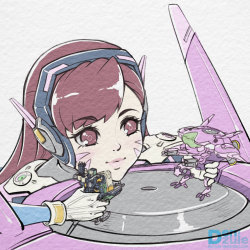 denzule:  D.Va battle training. Can’t wait for Overwatch to come out. :)   :3