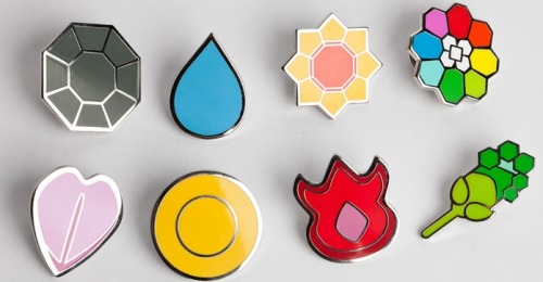 gamerfashion101:  Generation 1-5 Gym Badges (Pins) Each set of 8 sells for 24.99 Purchase Here!  Purchased a set of the Kanto badges not too long ago. they are awesome!!!