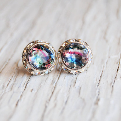 cute-thangsss:  rainbow crystal diamondsvintage stud earringslemon rainbow studsjewel tone amethyst