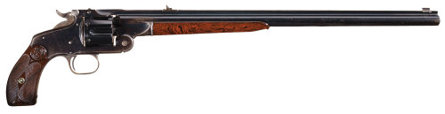 Smith and Wesson Model 340 revolving rifle, produced between 1879 to 1877. Estimated Value: $7,500 -