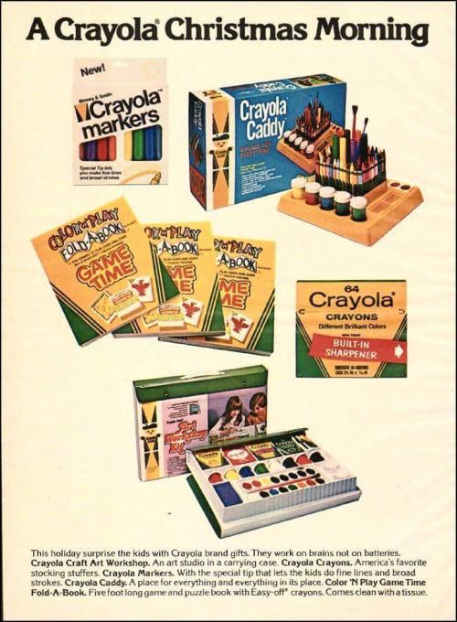 wilwheaton:vintageadvertising:1978 Crayola Crayon Christmas ad I AM HAVING BIG FEELINGS.