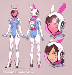 bbbreakfast:   i designed myself a space-y d.va skin ; w; !!   