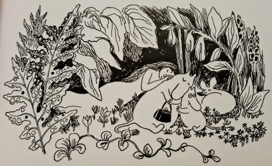 fox-from-fairytale:Illustration from The Moomins and the Great Flood, Tove Jansson (1945)