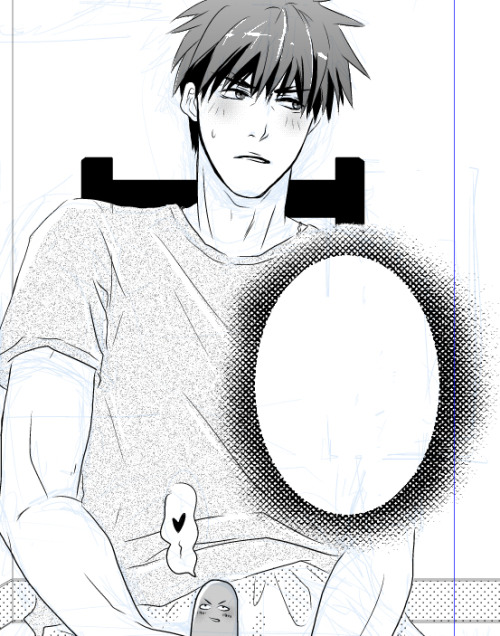 gailymilkyway:  WIP of AoKaga doujinshi【Mini-Me Not Mini at All!】XD It’s a Chintsubu parody- the boys’ dicks get swapped after a car accident.  Very stupid, totally NSFW. I’m doing a survey on how many copies to get shipped to me!  So if you’re