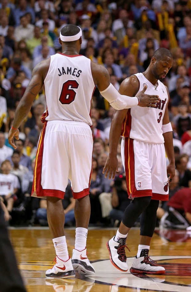 dopegameillustrated:  Lebron James and Dwayne Wade #teammates #riseabove #NBA 