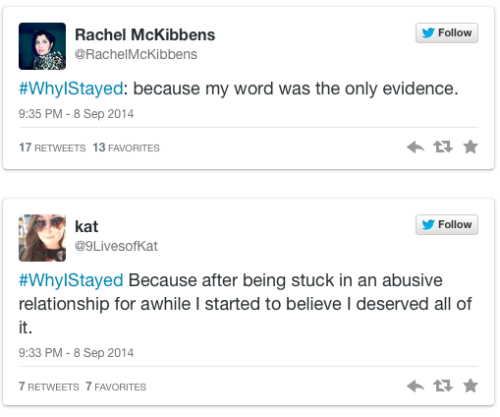 micdotcom: 19 #WhyIStayed tweets everyone needs to see While many cheered the NFL’s move to (f