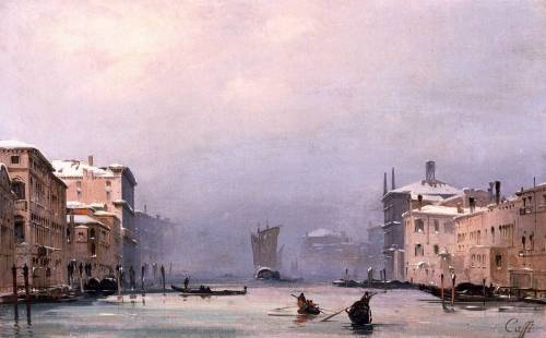 Winter in Venetië anno 1852 in de schilderijen van Ippolito Caffi .