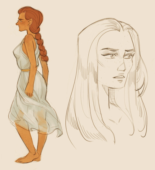 working out my design for helen and menelaus’ daughter hermione a little more -v-