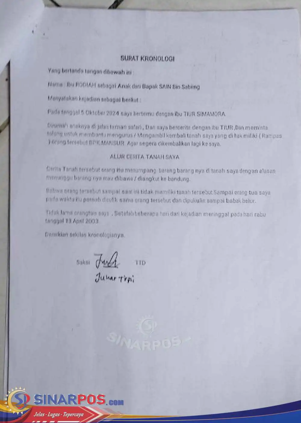 Tim Khusus Desak Pengusutan Tuntas Kasus Dugaan Penyerobotan Tanah dan Tindakan Kekerasan di Desa Cibereum, Bogor: Mafia Tanah Harus Diberantas