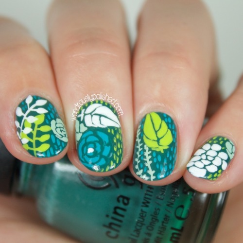Succulent inspired nail art for today! More on the blog!  www.wondrouslypolished.com/2015/06/