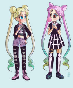 jaliet:  Usagi and Black lady with pastel