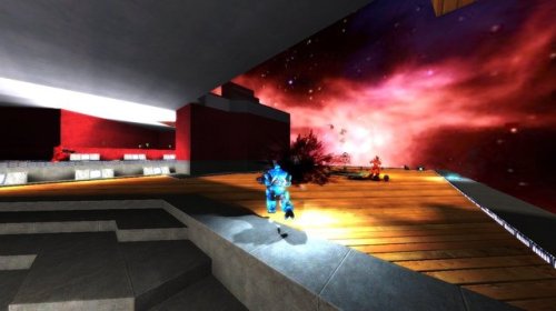 Dance map. Blue player attacking enemy base.Rexuiz FPS