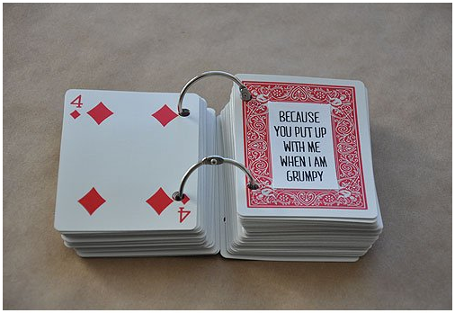  Card Deck Love Notes (x)This is super cute. Punch holes in a deck of cards (which