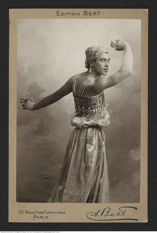 Vaslaw Nijinsky in Scheherazade, photograph by A. Bert.TCS 34Harvard Theatre Collection, Houghton Li