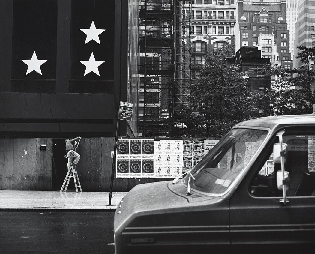 oldnewyorklandia: John Gutmann, Three Star Building and Fence with Posters, New York