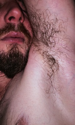 hairypitparadise:  Having a sniff of my smelly