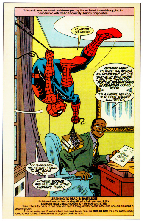 thecomicsvault:
“ 1990 literacy awareness AD sponsored by the city of Baltimore, MD
Art by John Romita Sr.
”