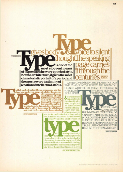Herb Lubalin, type pages from UC &amp; lc, 1978. A love of letters is the beginning of typograph