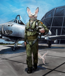 racoonwolf:  A fennec-shark with a A10 Thunderbolt II  (commission)