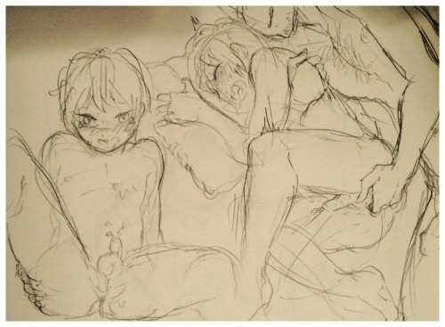 eyecandyrlybutts:  i cant sleep last night so i drew this random shota holla h hh i thought about how ho t will it b if the seme is a dark skinned fine haired dude got attracted by the timid uke who has no idea how to seduce his crush hhhhh hh 
