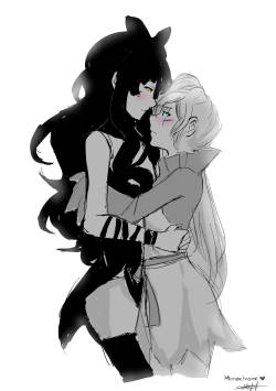 bonpyro:  cosmokyrin:  Just a quick doodle after finally discovering that I like shipping pairings with height differences. I realized it after seeing an old RWBY screenshot lol  Grabbing my chest right now, I see the light 
