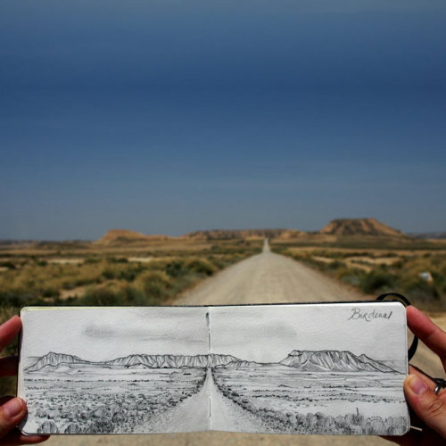 Roadtrip travel sketches :1. Bardenas Reales2. Castildetierra3. Yesa Lake4. Dust, heat, rock5. The l