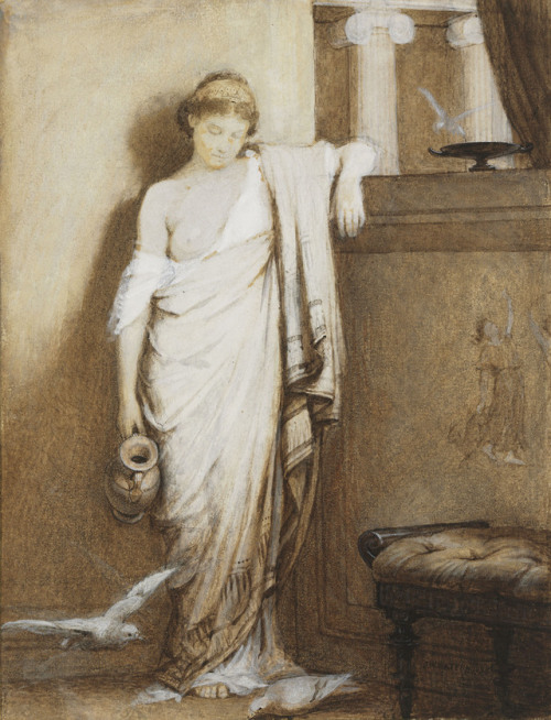 catonhottinroof:John William Waterhouse (1849-1917) A young Roman woman in a classical interior