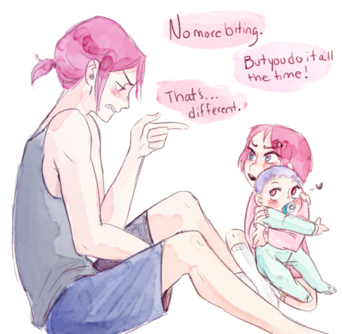 childofsquid:  Shark teeth are dominant genes  Rintori Family Au <3333  