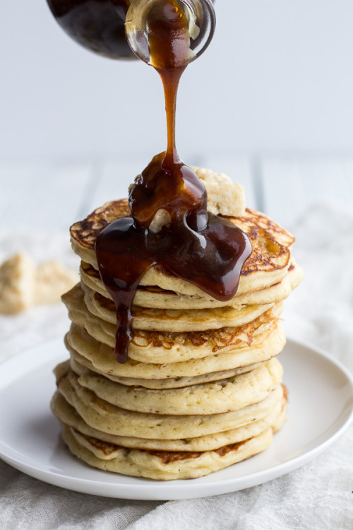 sweetoothgirl:  Rice Krispie Treat Pancakes with Browned Butter Syrup