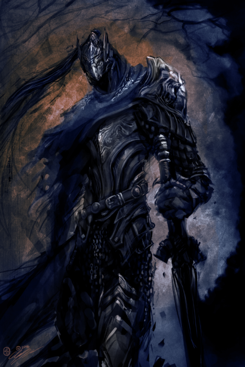 ramblingheartwood:Speedpaint-3 hours. If you want to see the hourly progress shots I posted them hereSome fan art of Artorias the Abysswalker from Dark souls. I cant rave enough about the pitch perfect design direction of darksouls,  but I also might