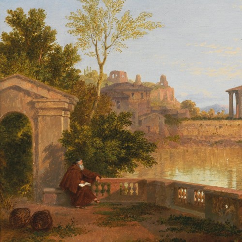 A View of Rome from the Tiber, with the Ponte Rotto and the Temple of Vesta (detail), c. 1870. Penry