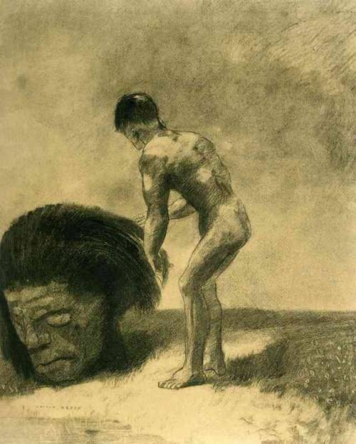 David and Goliath by Odilon RedonSize: 44x36 cmMedium: charcoal on paper