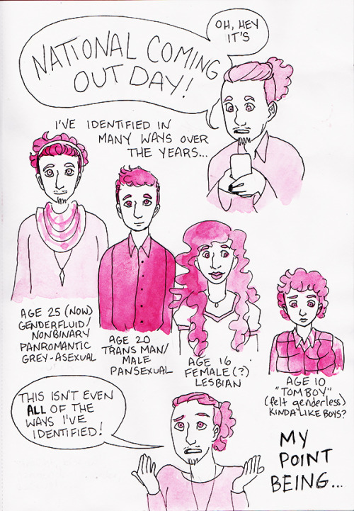 phrygianmodus: nonbinaryfairygodparent: noelarthurian: A little comic for National Coming Out Day! N