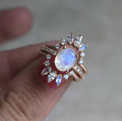 sosuperawesome:Moon Phase and Moonstone Rings, by Maya Rolc Majeric on EtsySee our ‘rings’ tag