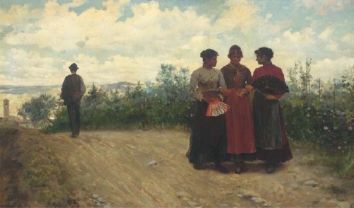 Arturo Faldi (1856–1911)Gossips in the Roman Campagna