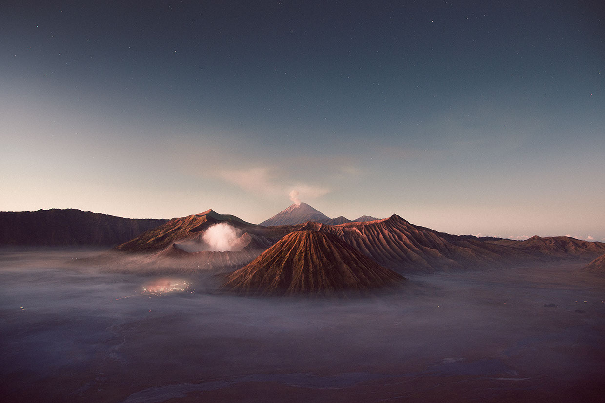 landscape-photo-graphy:  Indonesian Volcano With Beautiful Blue Rivers of Molten