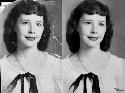 “before & after”… I recently finished restoring this photo of my grandmother. It’s one of