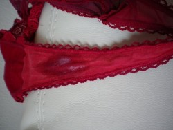 usedpantieslove:When you get really turned on sometimes you make a mess in your panties.