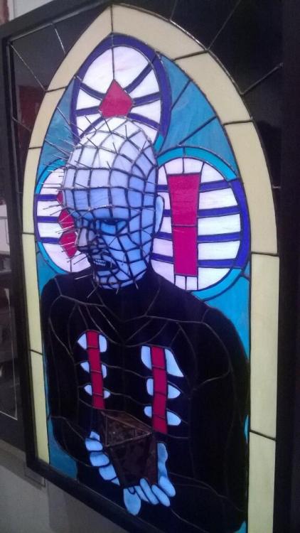 xombiedirge:  Lord of Leviathan by Nicole Cantú 24” X 36” stained glass with lightbox, available HERE. Part of the “Something Spooky” art show at Guzu Gallery / Twitter. 