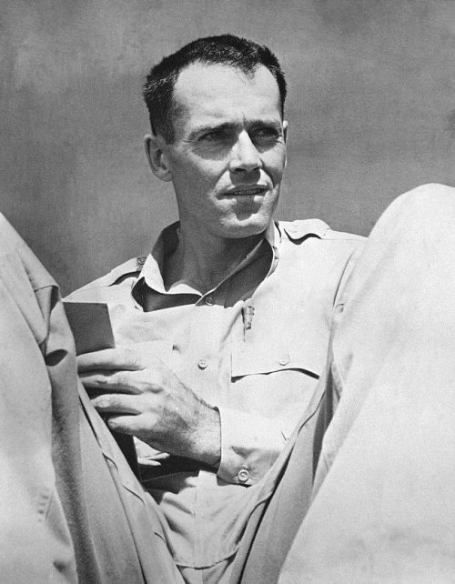 “Lieutenant Henry Fonda, former Hollywood movie star, relaxes in a South Pacific area, July 10