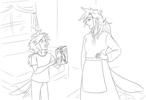 kitsunebaba:Got inspired by boomchickfanfiction’s wolf!AUaww Cloud and Zack both have a floppy ear &