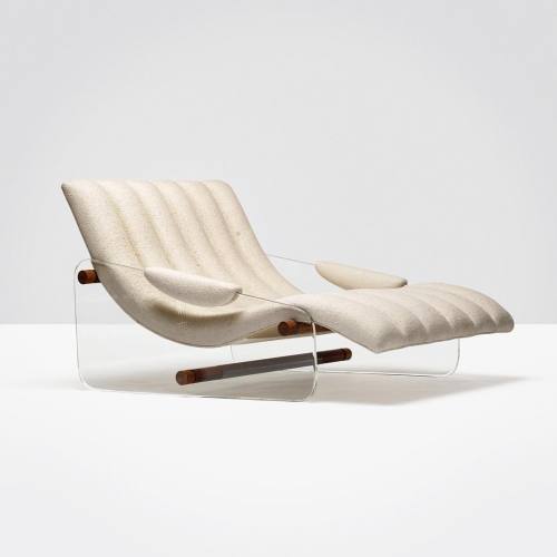 meandmybentley: Fabio Lenci Attribution Chaise Lounge, c. 1967, in walnut, upholstery, acrylic, and 