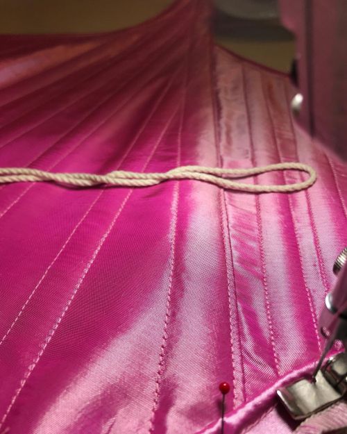 Follow the lines- dreamy pink satin bespoke c.1770 Judith stays. #periodcorsetscustoms #periodcorset