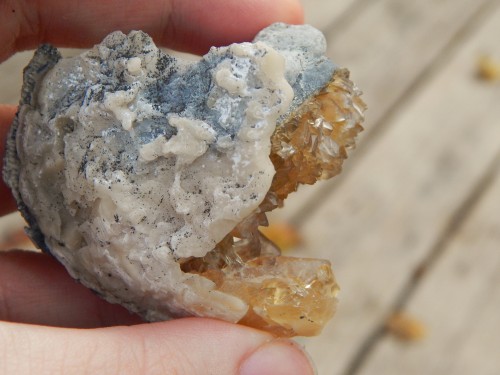Another Fossilized (partial) Clam Shell with Honey Calcite crystal cluster growth ! This thing is 2 