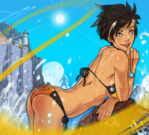 ganassaartwork: So, have a fan art of Tracer (aka Lena Oxton), Overwatch Summer Edition! This fan art is also available as print on INPRNT, so if you are interested this is the page!Enjoy!  O oO <3 <3 <3
