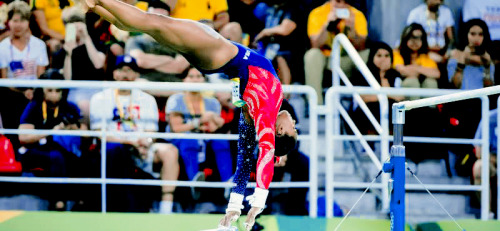 mustafinesse:  Simone Biles of the United States of America during qualification of the Women’s Artistic Gymnastics at the 2016 Summer Olympics in Rio de Janeiro. With one subdivision remaining Biles is ranked first in the All Around, Floor Exercise,