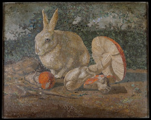 Porn photo the-met-art: Tile mosaic with rabbit, lizard